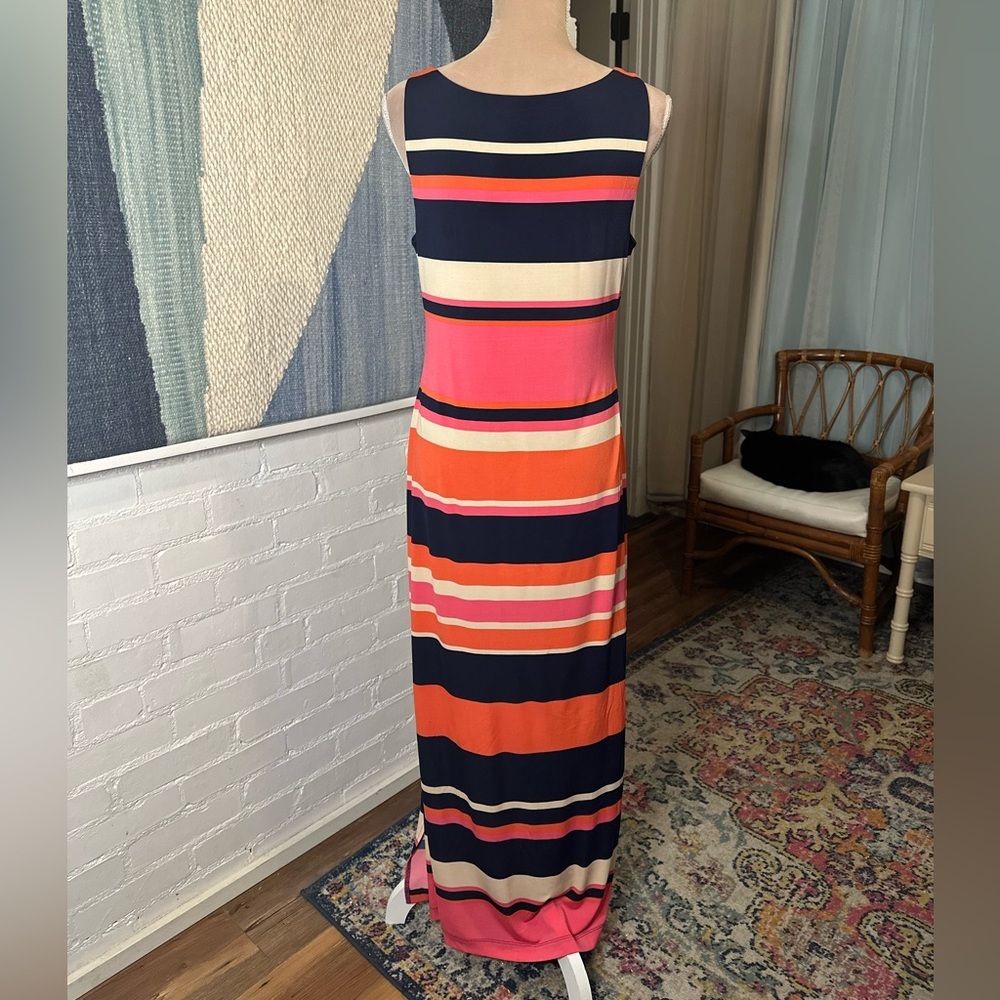 Jessica Howard Striped Neon Pink and Orange Maxi Dress - Picture 6 of 8